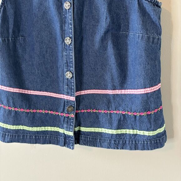 Vintage Samantha Edwards Denim Vest Ribbon Accents Sleeveless Jacket 80’… - Picture 2 of 8